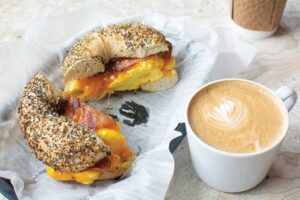 Meshuggah’s bagels, like the bacon egg and cheese, and its cortado, make it an essential Loop breakfast spot.