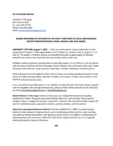 Artisans in the Loop Grand Re-Opening Press Release