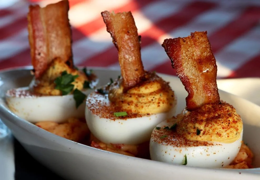Deviled eggs with bacon at Salt + Smoke Post-Dispatch